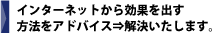 インターネットから効果を出す方法をアドバイス⇒解決いたします。